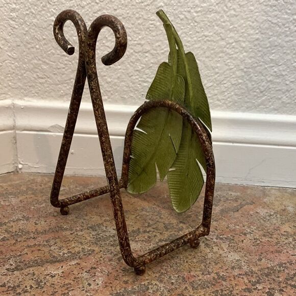 Palm Tree Green Fronds Kitchen Metal Napkin Vase Holder Salt Pepper Oil Holder - Picture 4 of 9